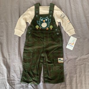 b.t. Kids 6/9M 2-Piece Owl Overalls